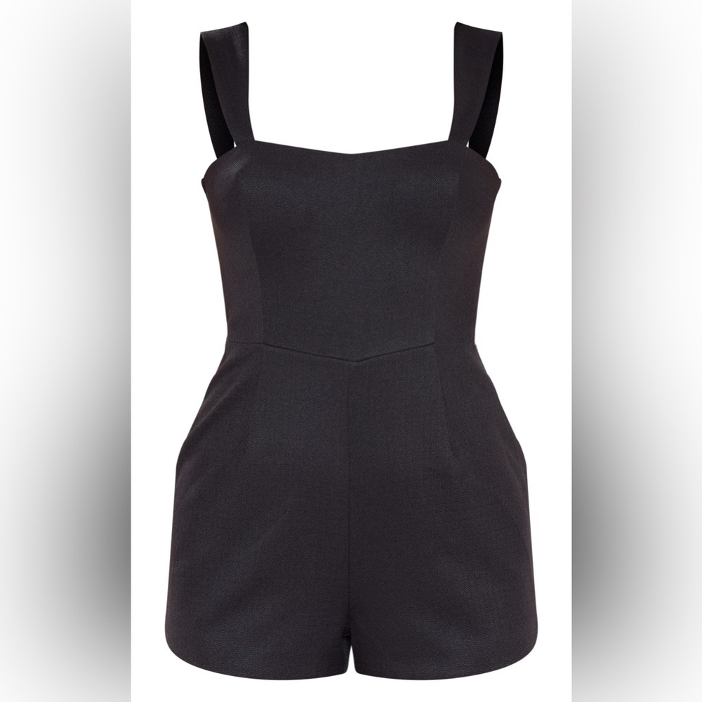 BLACK WOVEN CUT OUT BOW ROMPER